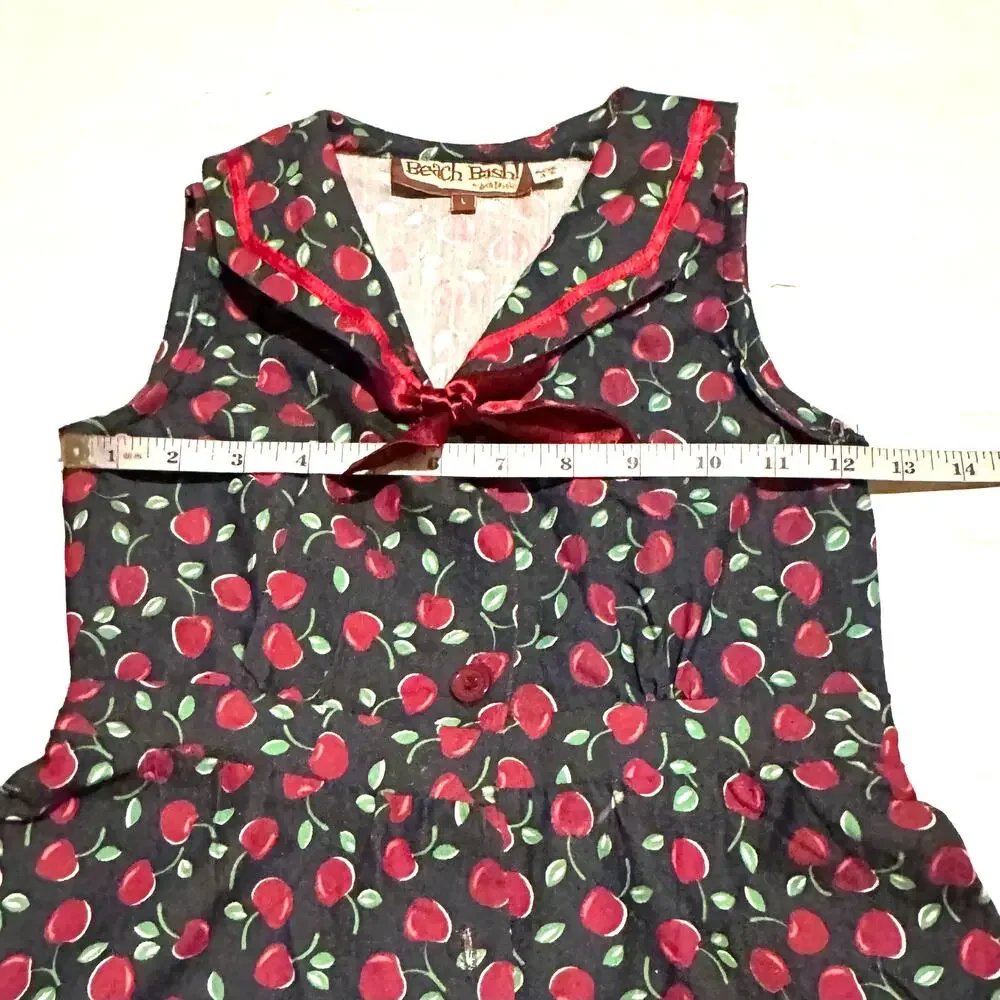 Beach Bash! By Art & Tatyana Cherry Print Sailor Dress Girls Age 4-5